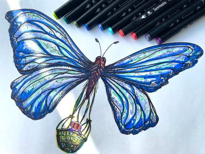 memee — butterfly, blue